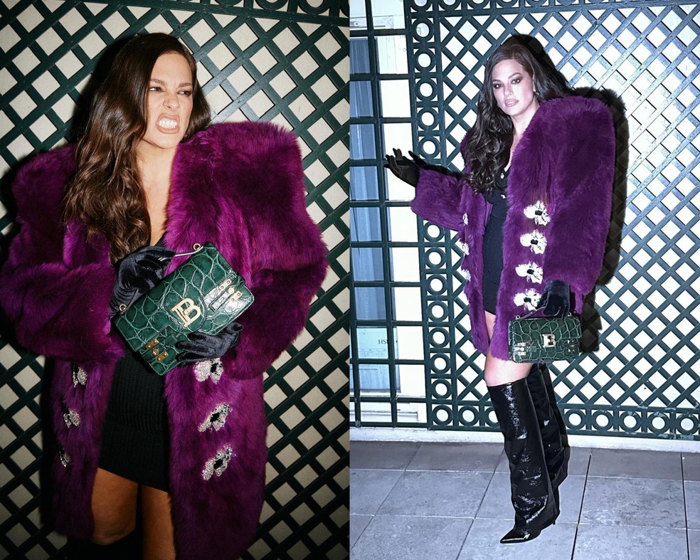 Looks de Ashley Graham nas semanas de moda — Foto: Reprodução Instagram