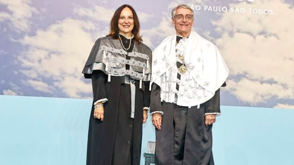 Aluísio Augusto Cotrim Segurado e Liedi Légi Bariani Bernucci assumem reitoria da USP entre 2026 e 2030 — Foto: Marcos Santos/USP Imagens