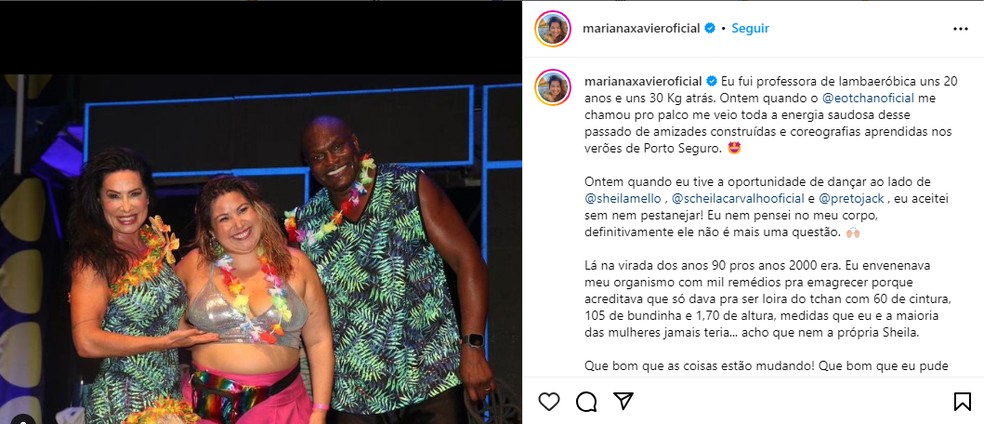 Mariana Xavier comemora participação em show do É o Tchan no Rio de Janeiro — Foto: Reprodução