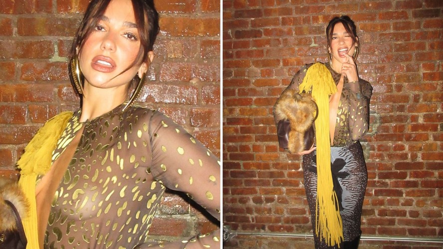 Dua Lipa posa de body transparente