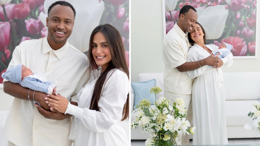 Bento, filho de Carol Peixinho e Thiaguinho, rouba a cena em registros matinais em família